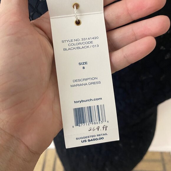 NWT $450 Tory Burch Mariana Lace Dress Black - Picture 7 of 10